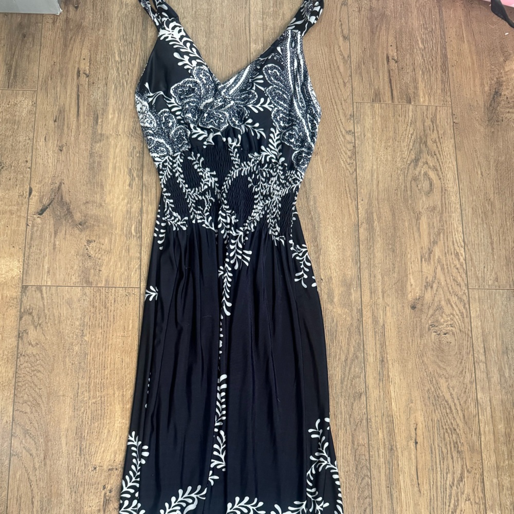 Elegant Black and White Floral Dress